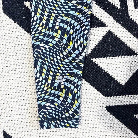 Sweaty Betty Power Gym Full Length Leggings in Blue Fluid Check Print Size 6 - Picture 7 of 11